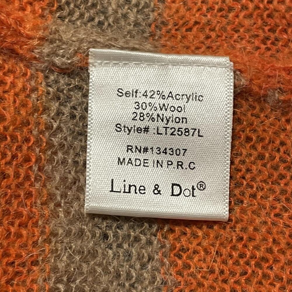 Line & Dot Sweater Womens Small Tan Orange Stripe Wool Blend Crewneck Pullover - Picture 4 of 7